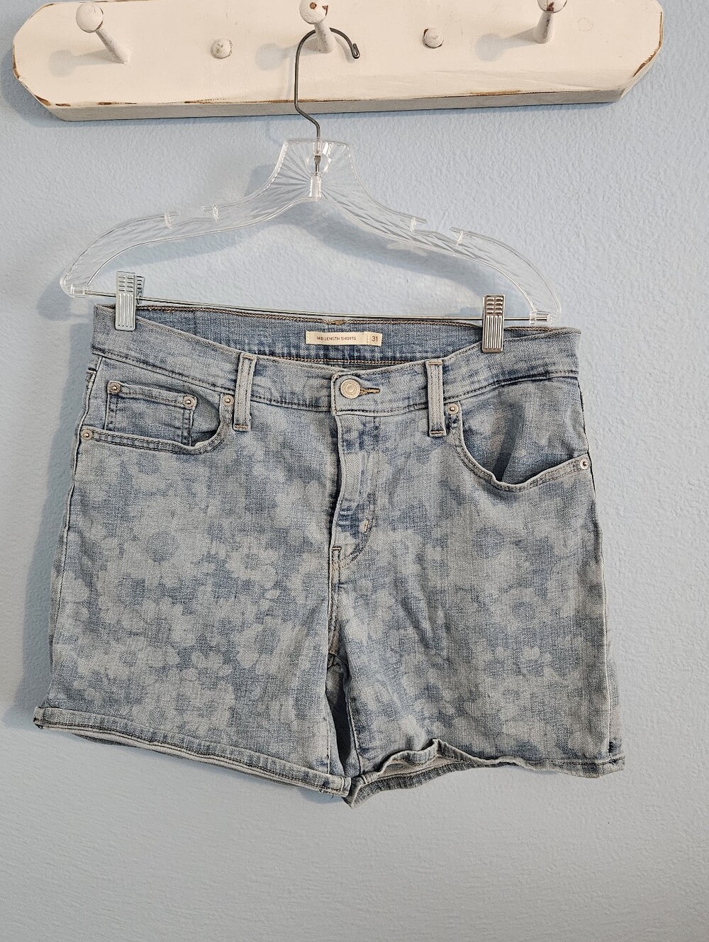 Levi's Light Blue Floral-Print Denim Shorts